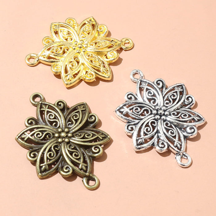 Double Loop Openwork Flower Connectors in Three Metal Finishes