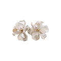White Petal and Pearl Cluster Clip Earrings for Everyday Styling view 5