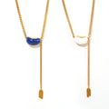 Bean Enamel Lariat Necklace Lucky Tag Gold Silver Chain view 5