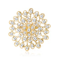 Round Crystal Sunburst Brooch in Silver or Gold Tone view 1