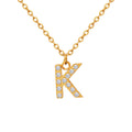 Gold Initial Letter Pendant Necklace Zircon Studded view 5
