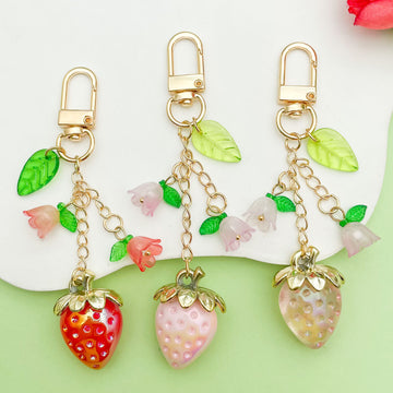Strawberry Charm Keychains in 15 Pictured Variations for Bags and Keys