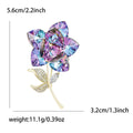 Purple Crystal Rose Stem Brooch with Gold Tone Leaves view 6