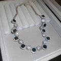 Black Cushion Crystal Link Necklace And Earrings In Silver Tone view 6