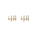 Gold Tone Multi Line Angled Ear Climber Stud Earrings view 5