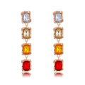 Red Gold Tone Square Crystal Five Designs Metal Necklace view 10