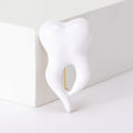 White Enamel Tooth Brooch with Gold Tone Crown Detail view 6