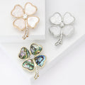 Open Four Leaf Clover Brooch Pin in Gold or Silver Tone view 3