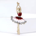 Enamel Ballerina Brooch in Blue and Red Dresses Decorative Lapel Accessory view 2