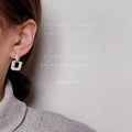 Gold Crystal Pave Oval Stud Square Drop Earrings Pair view 2