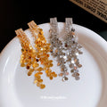 Cascading Sequin Tassel Earrings in Gold and Silver Tone view 1