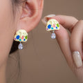 Multicolor Paint Palette Clear Teardrop Stud Earrings view 6