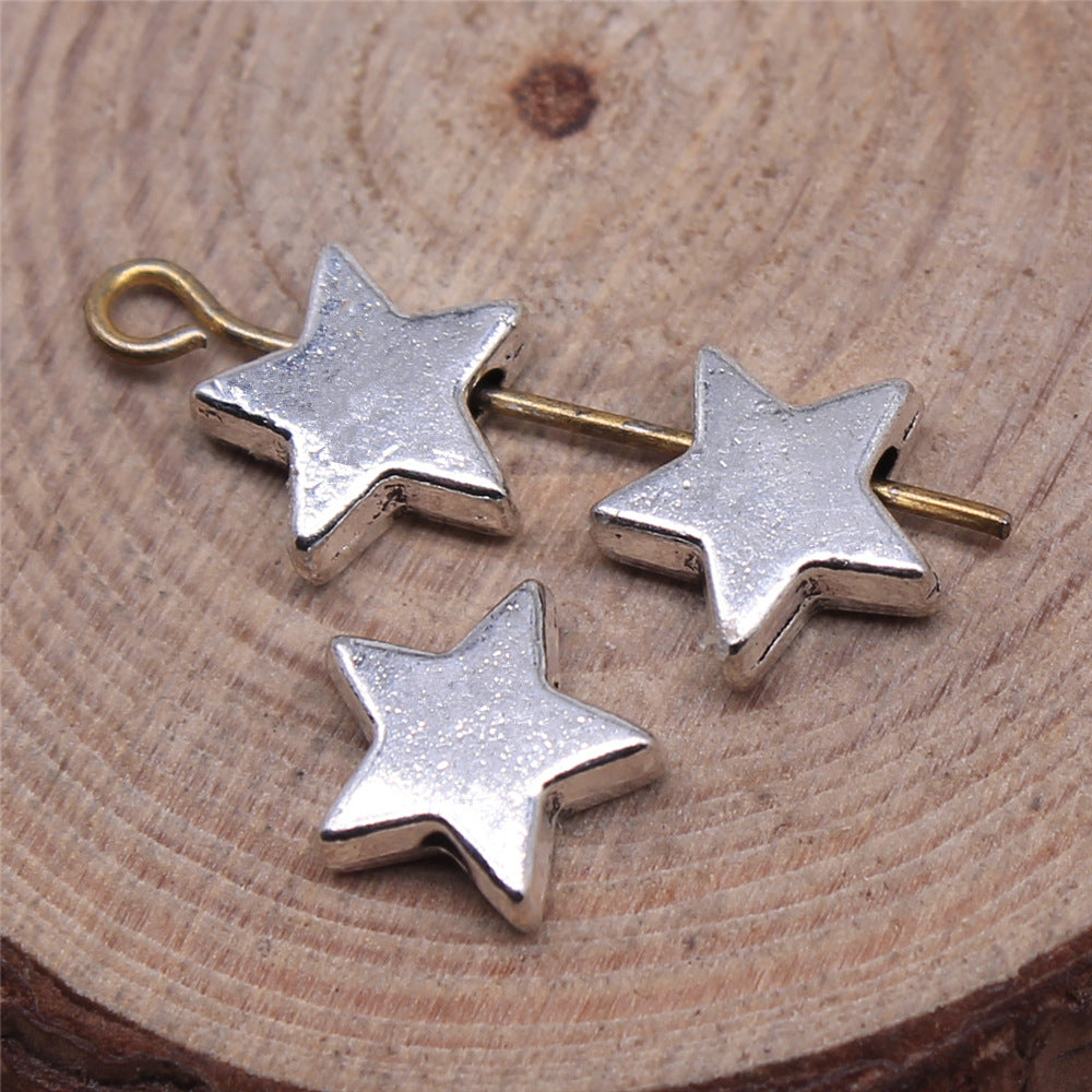 9x9mm 0.7g Multicolor Zinc Alloy Five-Point Star Loose Metal Beads for DIY Bracelet Making