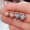 Concentric Round Halo Leverback Earrings In Rose And Silver Tones view 4