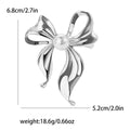Polished Pearl Center Bow Brooch Silver Gold Two Tones view 6