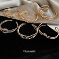 Five Mixed Wire And Textured Metal Open Cuffs In Gold Or Silver Tone view 1
