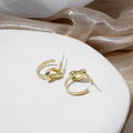 Gold Twisted Knot Open Hoop Stud Earrings Textured view 3