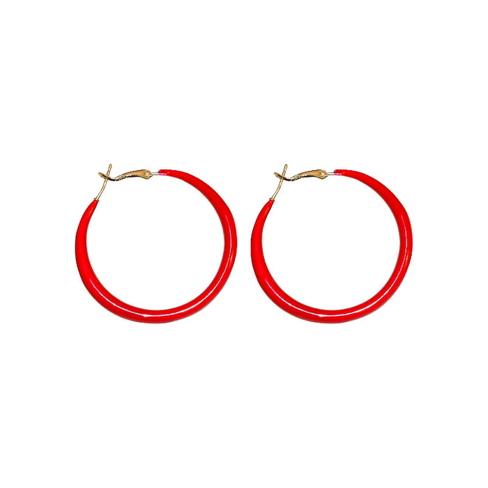 Red Enamel Hoop Earrings in Ten Sculptural Styles Decorative Jewelry
