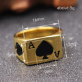 Ace Of Spades Signet Finger Rings Gold Silver Finishes view 4