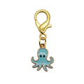 Teal Cartoon Octopus Enamel Keychain Gold Clasp Metal Charm view 5