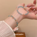 Aqua Crystal Geometric Bead Teardrop Bracelets Silver Gold view 2