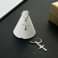 Antique Silver Cross Hoop Dangle Earring Pair with Round Hooks view 2
