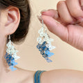 Blue And Purple Butterfly Sequin Tassel Hook Earrings view 1