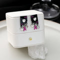 Pink and Black Playing Card Ace Long Dangle Earrings view 4