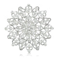 Openwork Crystal Flower Brooch in Gold or Silver Tone view 2