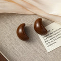 Four Color Glossy Chunky Bean Crescent Stud Earrings view 6