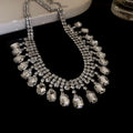 Rhinestone Bib Necklace Square Drop Fringe Two Finishes view 7