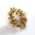 Gold Tone Floral Wreath Wreath Pearl Look Two Designs Metal Brooch Pin view 3