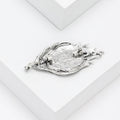 Silver Tone Abalone Shell Feather Brooch Marcasite Pin view 4