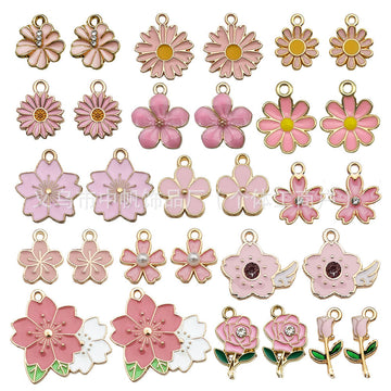 Alloy Colorful Flower Metal Charms with 23 Listed Options