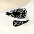 Antique Silver Floral Daisy Bee Open Wrap Ring Design view 2
