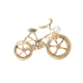 Pearl and Crystal Bicycle Brooch in Gold or Silver Tone view 5