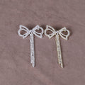Crystal Bow Brooch With Two Long Chain Fringe Strands view 1
