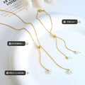 Gold Adjustable Faux Pearl Drop Lariat Necklace Slider Bracelet view 2