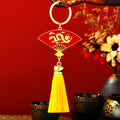Chinese Dragon Fan Keychains with Red and Yellow Tassel Options view 2