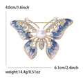 Enamel Butterfly Brooch with Pearl Center and Crystals view 9