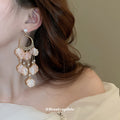 Pink Petal Chandelier Earrings With Crystal Accents view 3