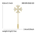 Crystal Cross Stick Pin Brooch in Gold and Silver Tones view 7