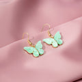 Aqua and White Shell Look Butterfly Long Hook Earrings view 6