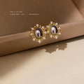 Oval Pearl Sunburst Stud Earrings in Gold Tone Fashion Jewelry Accessories view 3