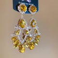 Crystal Teardrop Cluster Chandelier Earrings in Four Colors view 7
