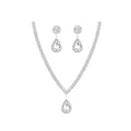 Clear Teardrop Silver Tone Necklace and Earring Jewelry Set view 5