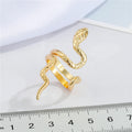 Gold Tone Coiled Snake Adjustable Statement Ring with Textured Scales view 2
