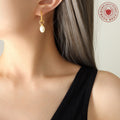 Twisted Rope C-Hoop Faux Pearl Drop Earrings Gold Tone view 3