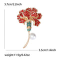 Carnation Stem Brooch In Red Or Pink With Polished Metal Detail view 4