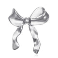 Polished Ribbon Bow Brooch in Two Metal Tones for Jackets Scarves and Lapels view 2